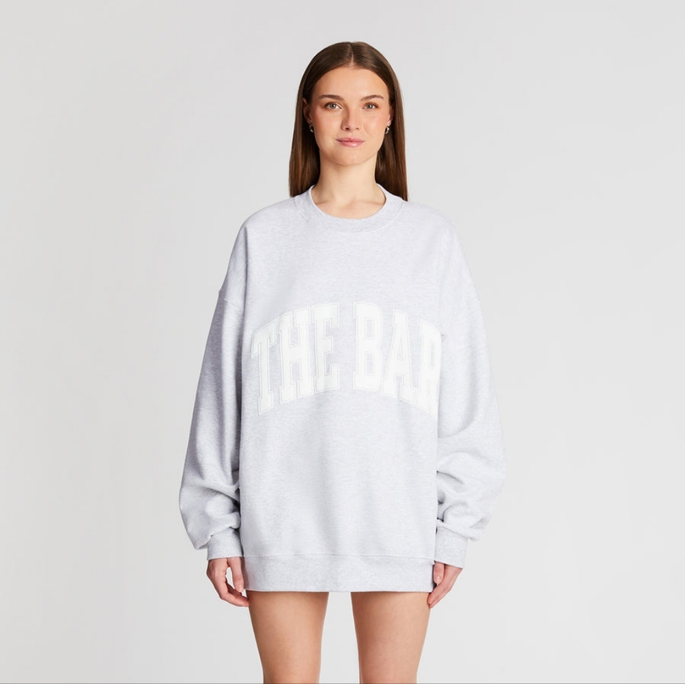 NWT The Bar Varsity Sweatshirt Light Heather Gray L
